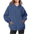 thumbnail image 1 of Xcmzpl Hoodies for Women Casual Solid Color Hooded Sweatshirt Athletic Pullover Tops Work Long Sleeve T-shirts Winter Fashion, 1 of 4