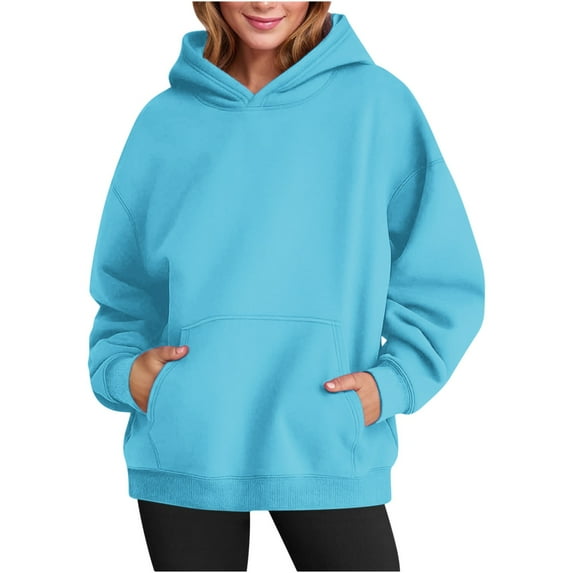 Xcmzpl Hoodies for Women Cute Solid Color Hooded Sweatshirt Lightweight Sweater Tops Comfort Long Sleeve Blouses Winter Fashion