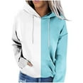 thumbnail image 1 of Xcmzpl Hoodies for Women Loose Fit Color Block Hooded Sweatshirt Athletic Sweater Tops Cotton Long Sleeve Shirts Fall Fashion, 1 of 4