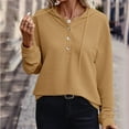 thumbnail image 1 of Xcmzpl Hoodies for Women Loose Fit Solid Color Hooded Sweatshirt Fashion Pullover Tops Soft Long Sleeve T-shirts Early Fall Fashion, 1 of 6