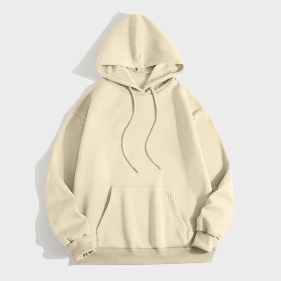 Xcmzpl Hoodies for Women Plus Size Solid Color Hooded Sweatshirt Lightweight Sweater Tops Cotton Long Sleeve T-shirts Fall Fashion