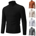 thumbnail image 1 of Xcmzpl Men Turtleneck Sweater Long Sleeve Cable Knit Sweaters Slim Fit Mock Neck Twisted Pullover Solid Fall Sweater Tops, 1 of 6