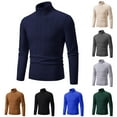 thumbnail image 1 of Xcmzpl Men Turtleneck Sweater Long Sleeve Cable Knit Sweaters Slim Fit Mock Neck Twisted Pullover Solid Fall Sweaters for Men, 1 of 8