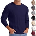 thumbnail image 1 of Xcmzpl Men's Cable Knit Sweaters Crew Neck Long Sleeve Knit Pullvoer Tops Solid Slim Fit Fall Sweaters Casual Going Out Sweater Tops, 1 of 6