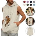thumbnail image 1 of Xcmzpl Men's Carrier Hoodie Sleeveless Big Pet Pouch Sweatshirt Puppy Kitten Holder Carrier Pullover Top Kangaroo Pocket Sweat Shirts for Men, 1 of 6