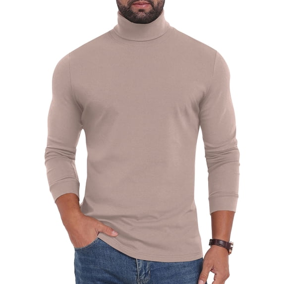 Xcmzpl Men's Casual Slim Fit Basic Tops Solid Lightweight Turtleneck Pullover Sweater Long Sleeve Regular Fit Everyday Shirt S-XXL