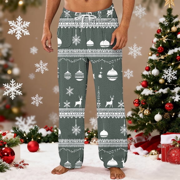 Xcmzpl Men' s Flannel Pajama Pants Plaid PJ Bottoms Soft Warm Cotton Lounge Sleepwear with Pockets Christmas Mens Gifts