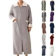 thumbnail image 1 of Xcmzpl Men's Flannel Zip Bathrobes Soft Warm Long Fleece Plush Robe Housecoats Nightgown Sleepwear with Pockets Bath Robe Mens, 1 of 4
