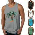 thumbnail image 1 of Xcmzpl Men's Hawaiian Floral Print Sleeveless Crew Neck Tanks Stretch Comfort Casual Fitness Tank Top Going Out Tee Shirts, 1 of 6
