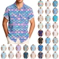thumbnail image 1 of Xcmzpl Men's Hawaiian Print Button Down Shirt Short Sleeve Casual Summer Top Beach Vacation Aloha Camp Collar Shirt for Men Beige L, 1 of 7