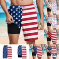 thumbnail image 1 of Xcmzpl Men's Independence Day Beach Boardshorts with Mesh Lining and Pocket Patriotic Workout Swim Trunks 4th of July Beachwear, 1 of 4
