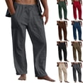 thumbnail image 1 of Xcmzpl Men's Linen Pants Casual Beach Summer Pant Elastic Waist Drawstring Lightweight Trousers Big and Tall Solid Loose Pants with Pocket, 1 of 10