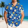 thumbnail image 1 of Xcmzpl Men's Linen Shirts Big and Tall Rolled up Short Sleeve Casual Shirts Hawaiian Print Button Down Shirt Beach Summer Wedding Shirt Sky Blue XXXXXL, 1 of 6