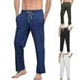 thumbnail image 1 of Xcmzpl Men's Lounge Pants Elastic Waist Baggy Straight Leg Pants Solid Loungewear Bottoms Lightweight Fall Sleep Pants with Pocket, 1 of 4