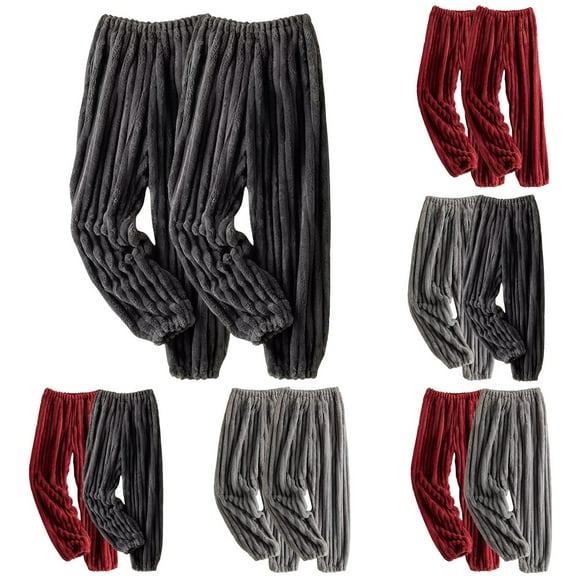 Xcmzpl Men's Plush Warm Pajama Pants Winter Comzy Flannel Fleece Lounge Sleepwear Pj Bottoms Elastic Waist Cinch Bottom Loungewear