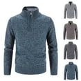 thumbnail image 1 of Xcmzpl Men's Quarter Zip Sweaters Half Zip Stand Collar Knit Pullover Long Sleeve Slim Fit Sweaters Solid Casual Fall Sweater Tops, 1 of 4