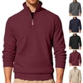 thumbnail image 1 of Xcmzpl Men's Quarter Zip Sweatshirt 1/4 Zip Long Sleeve Pullover Sweater Solid Casual Fall Sweat Shirts for Men S-3XL, 1 of 5