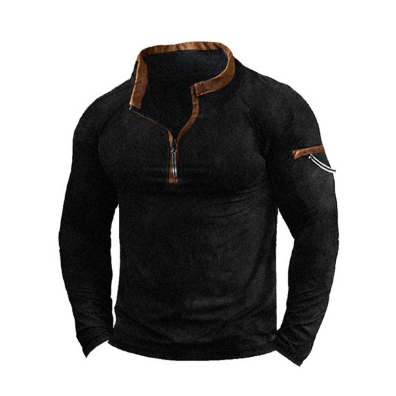 Xcmzpl Men's Quarter Zip Sweatshirts Casual Long Sleeve Stand Collar Pullover Tops Winter Warm Fleece Sweatshirts Outdoor Hiking Tactical Sweatshirt