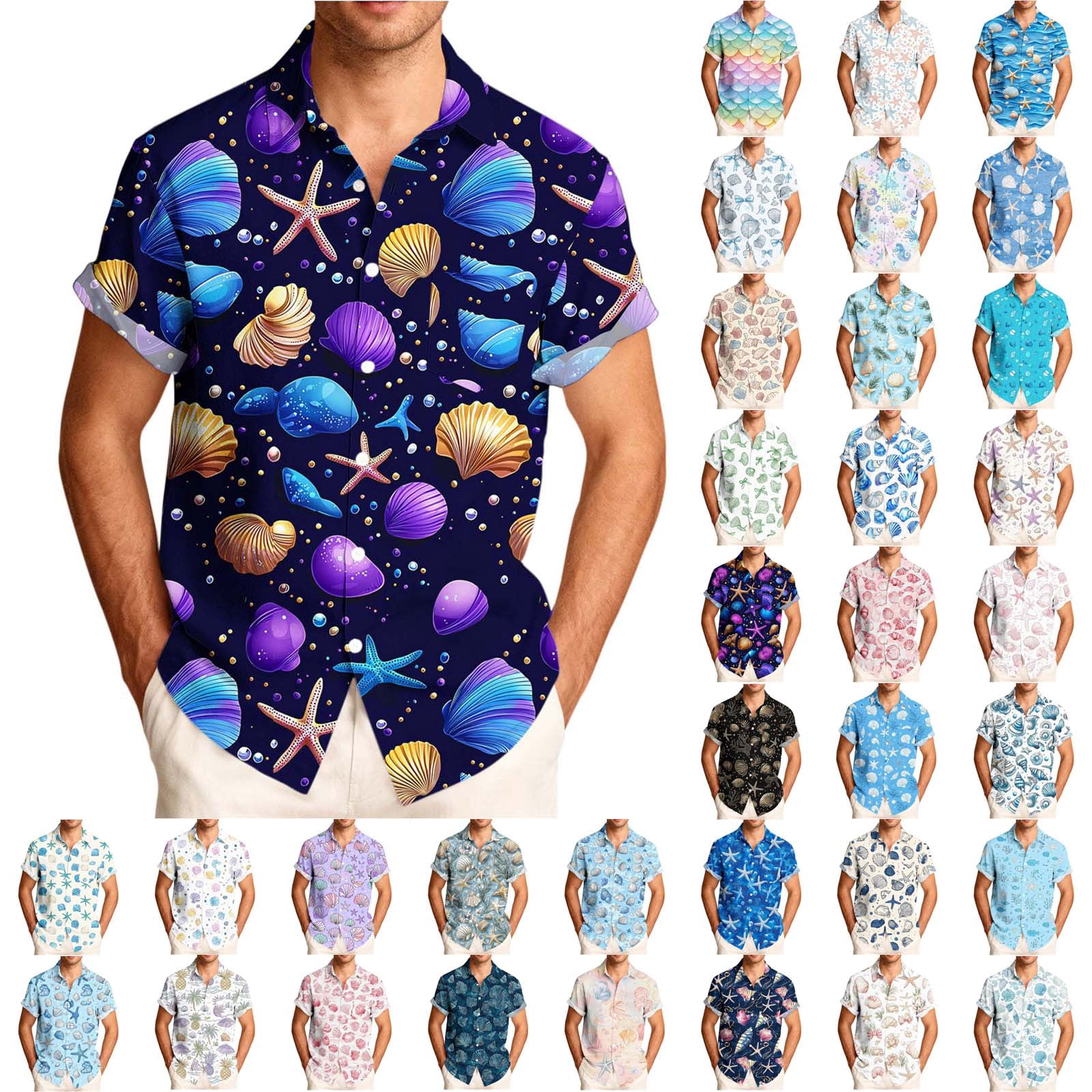Xcmzpl Men's Short Sleeve Camp Collar Shirt Casual Button Down Summer ...