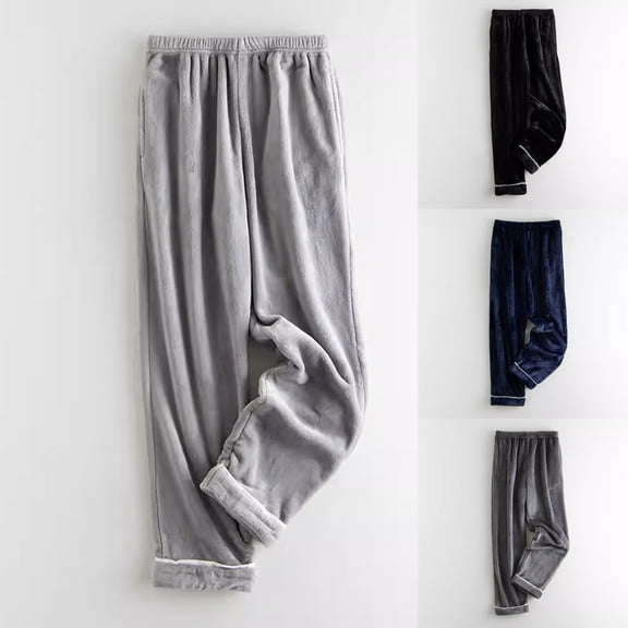 Xcmzpl Men's Soft Pajamas Pant Fleece Fuzzy Pj Bottoms Flannel Straight Leg Winter Baggy Lounge Sleep Pants Solid Sleepwear Loungewear