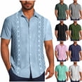 thumbnail image 1 of Xcmzpl Men's Stylish Casual Printed Short Sleeve Button Down Shirts Lapel Collar Summer Vacation Beach Tropical Hawaiian Shirt Gray XL, 1 of 7