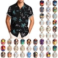 thumbnail image 1 of Xcmzpl Men's Summer Beach Shirt Short Sleeve Hawaiian Button Down Shirts Camp Collar Travel Vacation Tshirts Father's Day Gifts Multicolor L, 1 of 7