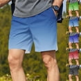thumbnail image 1 of Xcmzpl Men's Swim Trunks Quick Dry Beach Shorts with Pockets Gradient Drawstring Elastic Waist Bermuda Shorts Baggy Slit Hem Hiking Shorts, 1 of 7