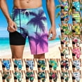 thumbnail image 1 of Xcmzpl Men's Swim Trunks with Liner 2 in 1 Hawaiian Tropical Print Bathing Suits Bottoms Swimsuits Beach Shorts with Pockets, 1 of 10