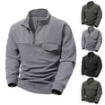 thumbnail image 1 of Xcmzpl Men's Tactical Fleece Sweatshirts Half Zip Long Sleeve Stand Collar Warm Pullover Solid Sweater Tops for Fall Winter, 1 of 9