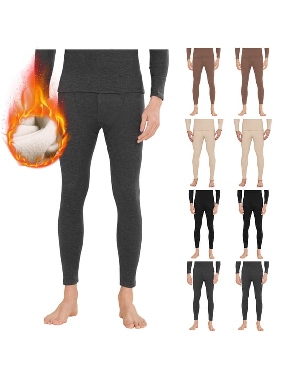 Men's Thermal Leggings Pants Fleece Lined Sports Tights Athletic Leggings Base Layer Bottoms Cold Weather Gear L-2XL