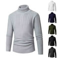 thumbnail image 1 of Xcmzpl Men's Turtleneck Sweater Long Sleeve Slim Fit Knit Pullover Tops Solid Casual Classic Fall Sweaters Warm Comfy Textured Sweaters, 1 of 3