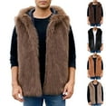 thumbnail image 1 of Xcmzpl Men's Warm Faux Fur Hooded Waistcoat Short Vest Jacket Coat Sleeveless Outwear Open Front Furry Cardigan Fluffy Outwear Vests, 1 of 9