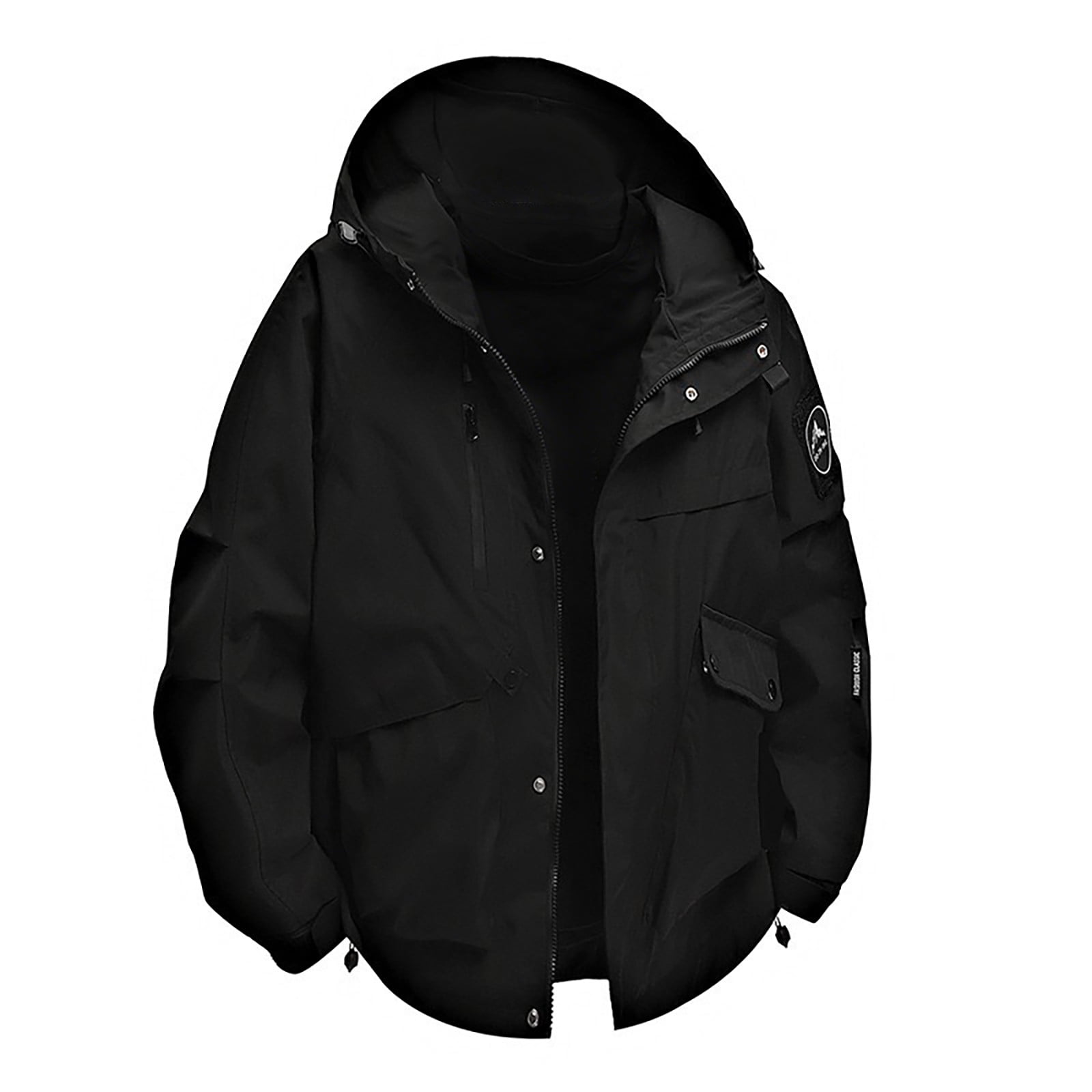 Xcmzpl Men's Waterproof Ski Jacket Warm Winter Coats Windproof Winter Jackets for Men Fleece Lined Windbreaker with Hood