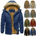 thumbnail image 1 of Xcmzpl Men's Winter Coat Warm Parka Jacket with Faux Fur Removable Hood Windproof Fleece Lined Warm Winter Jacket Outwear with Pockets, 1 of 9