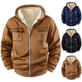 thumbnail image 1 of Xcmzpl Men's Zip up Sherpa Lined Hoodies Thick Fleece Heavyweight Jacket Santa Print Pocket Thermal Warm Hooded Jacket Athletic Casual Winter Sweatshirts S-3XL, 1 of 4