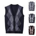 thumbnail image 1 of Xcmzpl Mens Argyle Sweater Vests V Neck Sleeveless Cardigan Vest Knitwear Button Down Sweater Vests Casual Dressy Cardigan Sweaters, 1 of 9