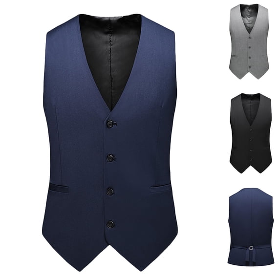 Xcmzpl Mens Business Casual Vest V Neck Single Breasted Slim Fit 3XL to 6XL Casual Formal Wear