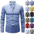 thumbnail image 1 of Xcmzpl Mens Business Dress Shirts Long Sleeve Casual Button Down Shirt Formal Inner Collar Contrast Shirt for Men Wedding, 1 of 3
