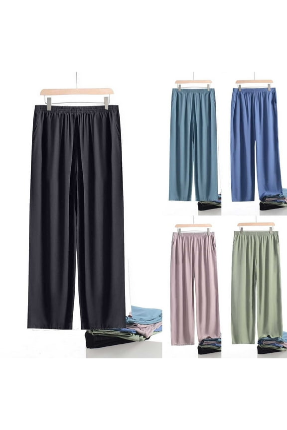Mens Cotton Pajama Pants Lightweight Lounge Pj Bottoms for Men Soft Sleep Pants Big and Tall Solid Loungewear Trousers