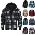 thumbnail image 1 of Xcmzpl Mens Flannel Jacket Sherpa Fleece Lined Plaid Shacket Jackets Full Zip Thick Flannel Hoodie Cotton Winter Outwear with Pokcet, 1 of 6
