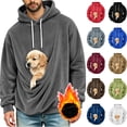 thumbnail image 1 of Xcmzpl Mens Fuzzy Fleece Pet Pouch Hoodie Kangaroo Hoodie Dogs Cats Animal Holder Long Sleeve Hooded Pullover Sweatshirt S-3XL, 1 of 6