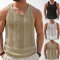 thumbnail image 1 of Xcmzpl Mens Knit Sleeveless Tank Tops Casual Hollow Out T Shirts Beach Summer Vacation Crochet Sleeveless Shirt Beach Muscle Knit Vest S-XXL, 1 of 5
