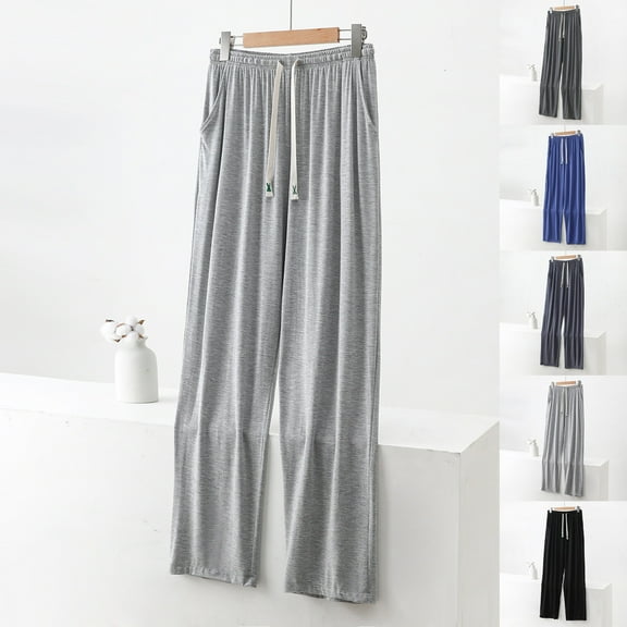 Xcmzpl Mens Lounge Pants Elastic Waist Drawstring Athletic Joggers Solid Baggy Loungewear Casual Fall Pjs Bottoms with Pocket