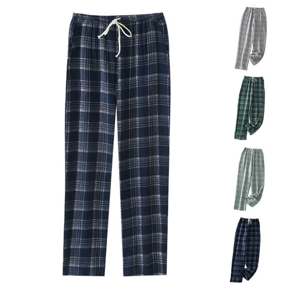Xcmzpl Mens Pajama Pants Plaid Cozy Lounge Pants Baggy Lightweight Pjs Trousers Comfy Lounge Sleepwear Drawstring Pj Bottoms