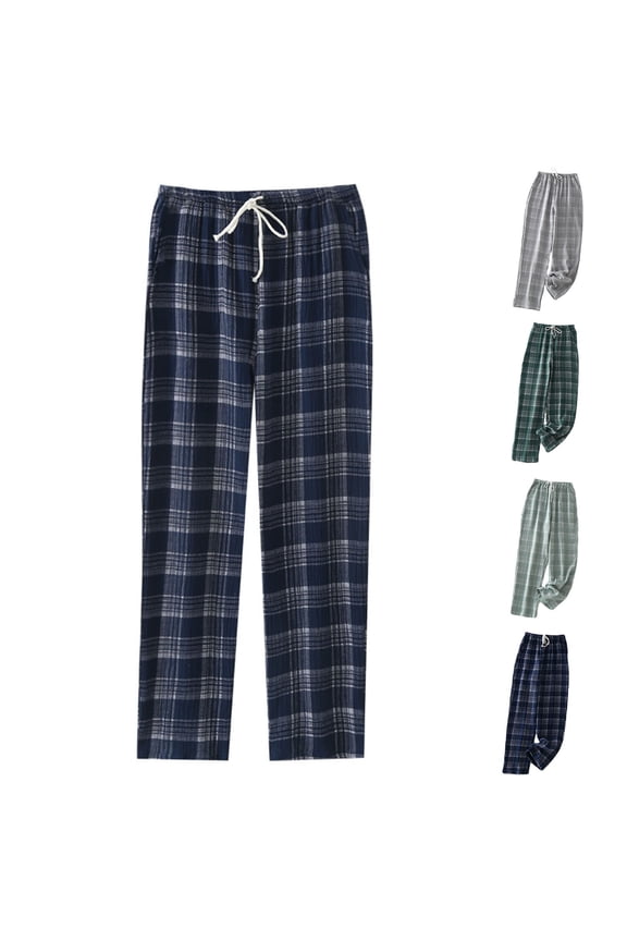 Mens Pajama Pants Plaid Cozy Lounge Pants Baggy Lightweight Pjs Trousers Comfy Lounge Sleepwear Drawstring Pj Bottoms