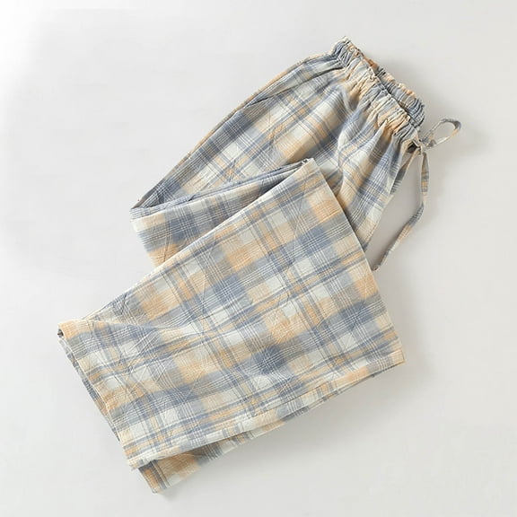 Xcmzpl Mens Pajama Pants Sleepwear Plaid Soft Pjs Bottoms Sleep Lounge Long Pant Elastic Waist Loungewear with Drawstring Pockets
