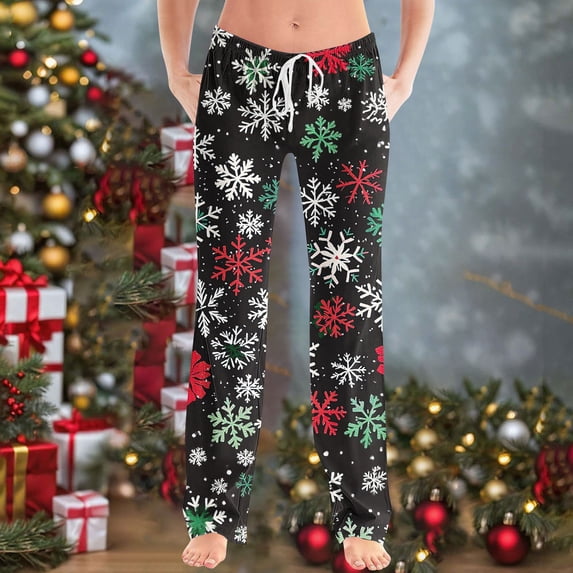 Xcmzpl Mens Pajama Pants Sleepwear Soft Pjs Bottoms Sleep Lounge Long Pant Santas Snowflake Snowman Reindeer Print Loungewear S-5XL