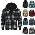 thumbnail image 1 of Xcmzpl Mens Plaid Hoodies Winter Coats Zip Up Fleece Shacket Jacket Sherpa Lined Warm Flannel Jacket Coat with Pocket Men Winter Coats Gifts, 1 of 6