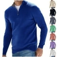 thumbnail image 1 of Xcmzpl Mens Quarter Zip Pullover Lightweight Stand Collar Sweatshirt Casual Long Sleeve Sweaters Solid Loose Fit Fall Sweaters, 1 of 4