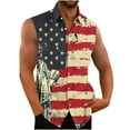 thumbnail image 1 of Xcmzpl Mens Sleeveless 4th of July Tank Tops Casual American Flag Stars and Stripes Button Down Shirts Lapel Collar Patriotic Tanks, 1 of 4